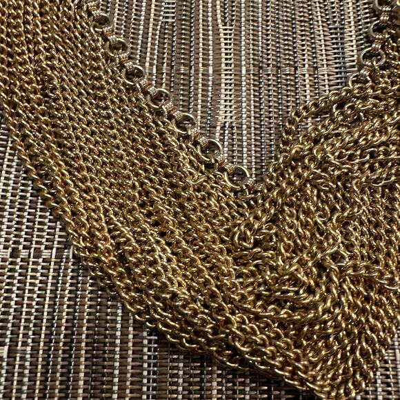 Chunky Multi Chain Gold tone Costume Jewelry retro Egyptian Choker Necklace - Picture 5 of 6